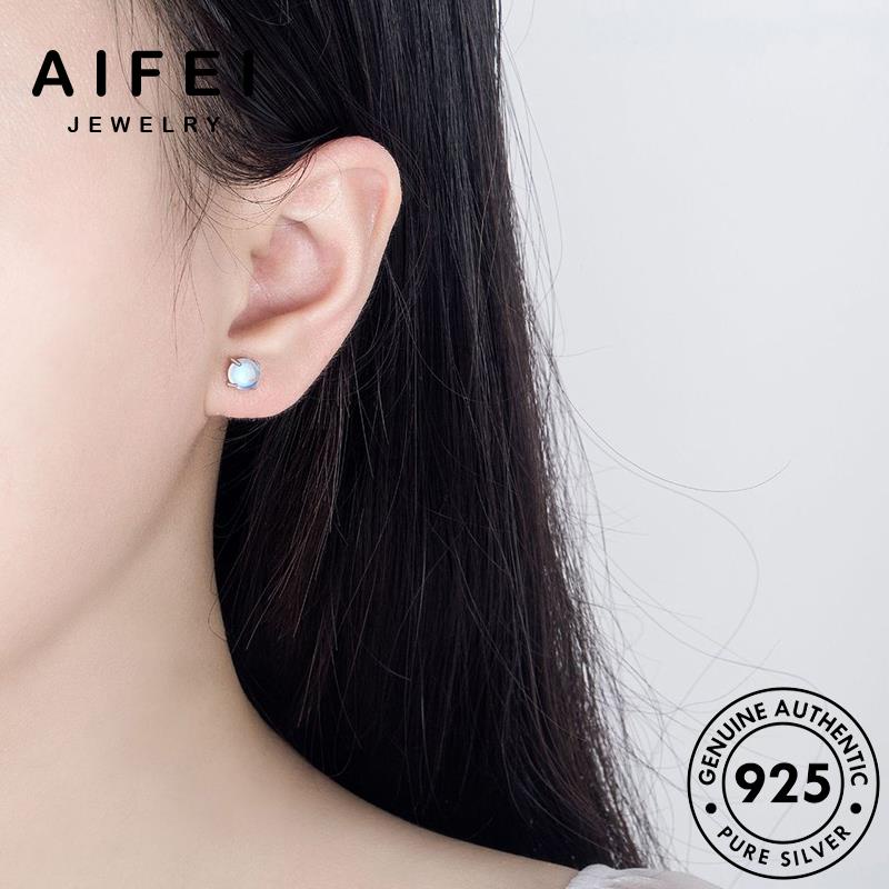 AIFEI JEWELRY tai trang trăng nữ sức thời đá tròn kiện nguyên vành khuyên hàn thời Thời bạc thật mặt quốc 925 xỏ bông trang tua bản vòng phụ E144