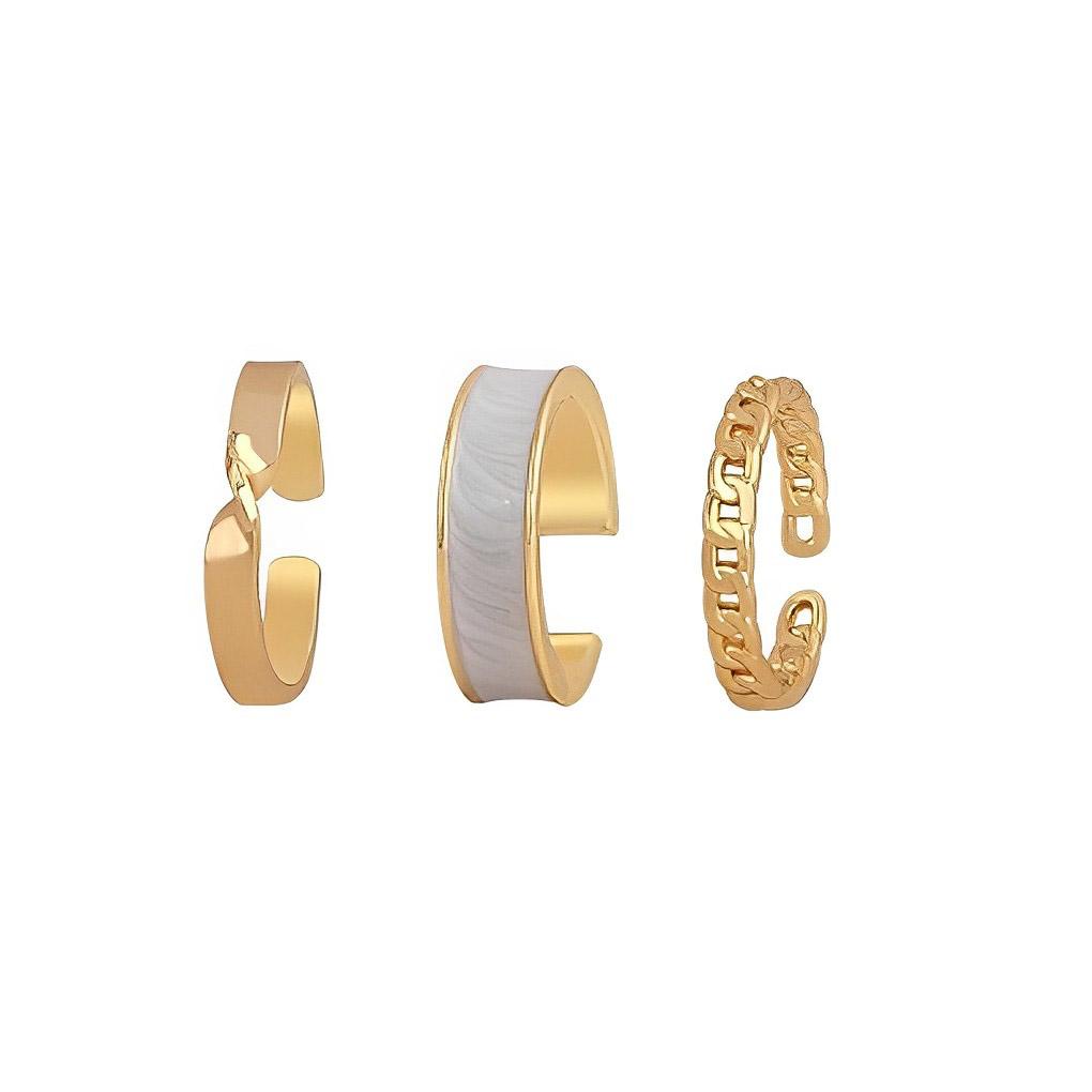 Set 3 Nhẫn Hở Thay Thế Bằng Hợp Kim Phong Cách Đơn Giản Cho Nữ