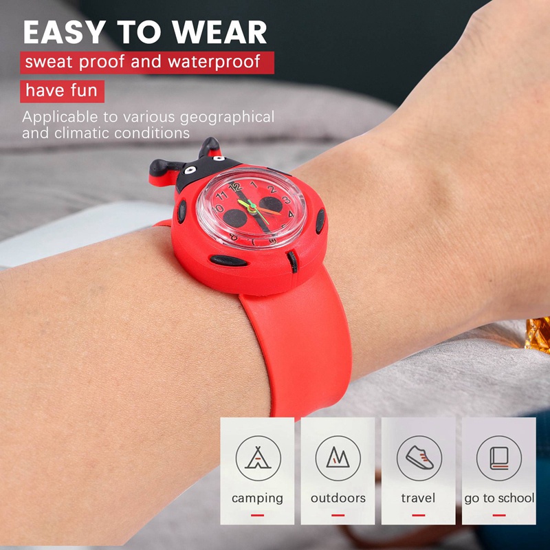 Đồng Hồ Đeo Tay Dây Silicon Hình Bọ Rùa Hoạt Hình Đáng Yêu Dành Cho Trẻ