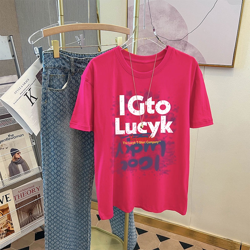 NRVP Áo Thun 100% Cotton Tay Ngắn Dáng Rộng In Họa Tiết Phong Cách Hàn Quốc Thời Trang Cho Nữ