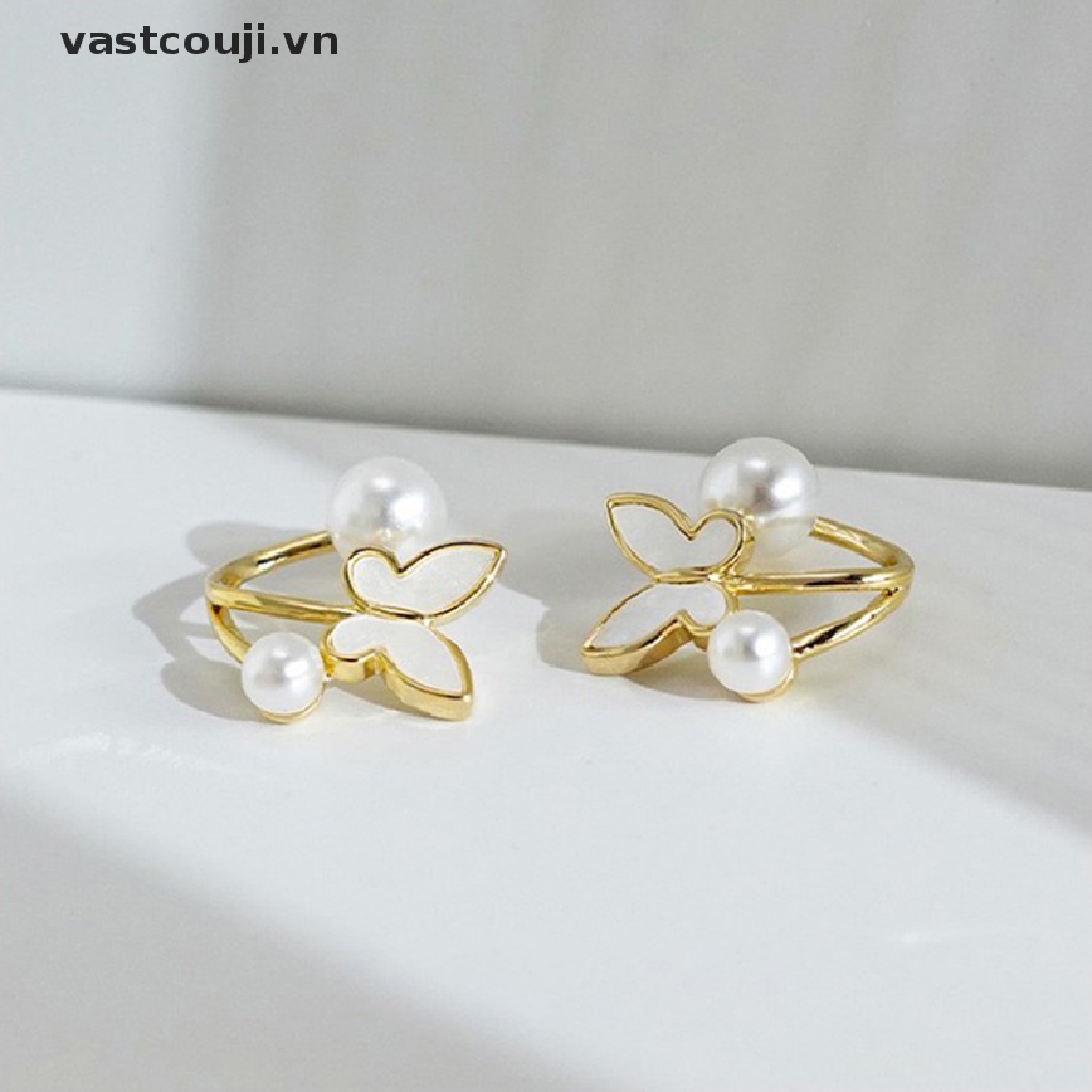 Khuyên Tai Hình Bướm Đính Ngọc Trai Nhân Tạo Thanh Lịch Cho Nữ