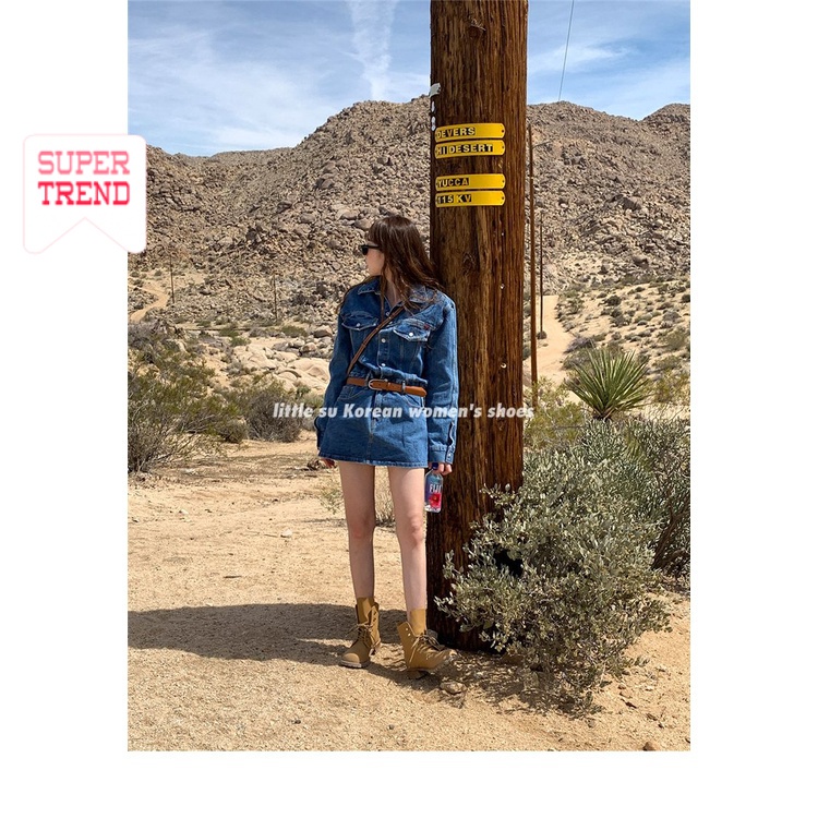 Giày Bốt Martin Da Mềm Gót Dày Mũi Tròn Cột Dây Kiểu Retro Phong Cách Anh Quốc Thời Trang