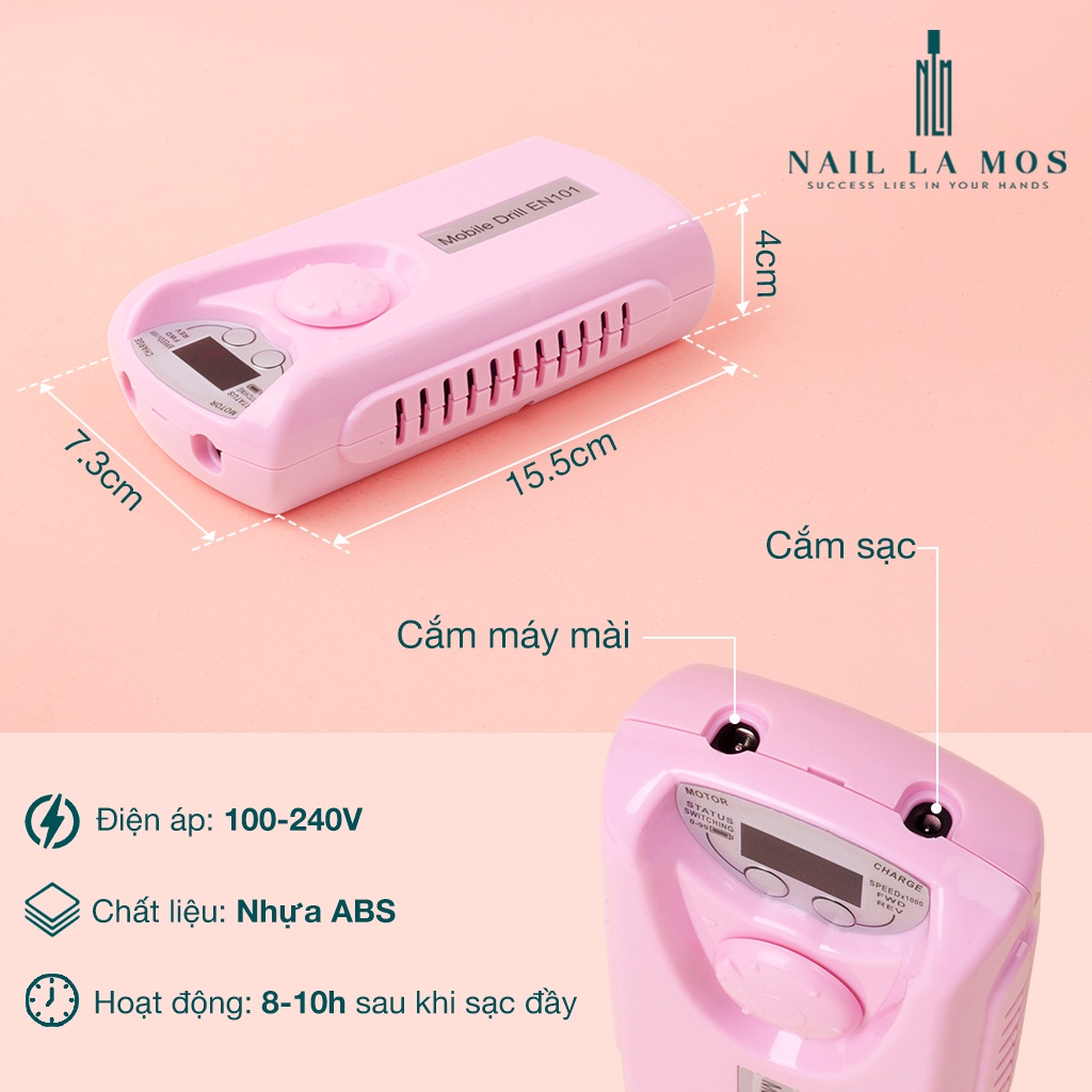 Máy Mài Móng Tay Điện STE-101  Có Thể Sạc Lại Đặc Biệt Cho Ngành Nghệ Thuật Làm Móng Với Đầu Mài Có Thể Thay Thế