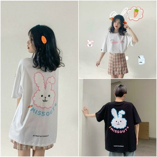 Áo thun tay lỡ unisex,áo nhóm,áo đôi nhiều màu in hình thỏ cute - Thủy Vintage