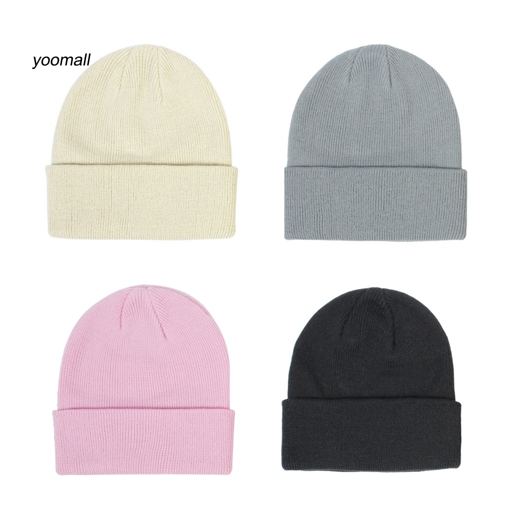 Mũ Beanie Dệt Kim Dày Dặn Màu Kẹo Ngọt Thời Trang Mùa Đông Cho Bé