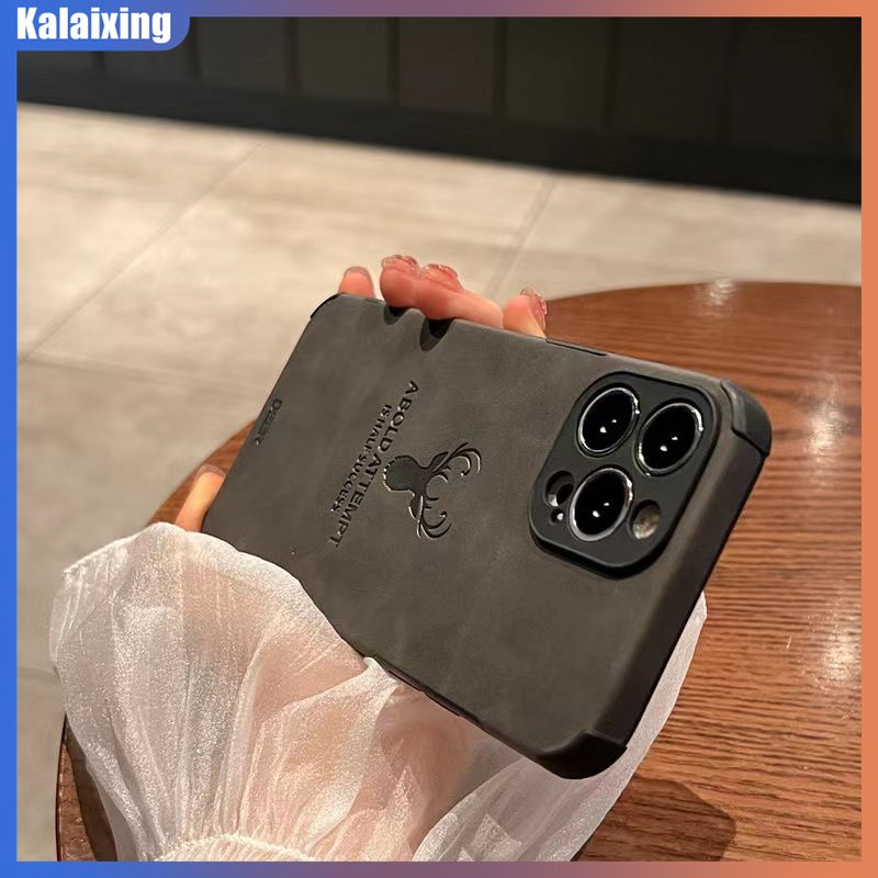 Ốp Điện Thoại Da Mềm Chống Rơi Họa Tiết Đầu Hươu Cho iPhone 14 Plus 13 Pro Max 12 Pro Max
