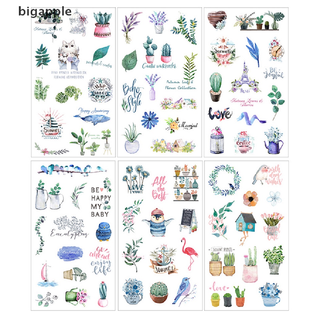 Set 6 Tấm Sticker Cá Voi Dễ Thương Dán Trang Trí Đa Dụng