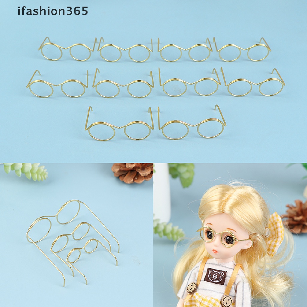 Set 5 / 10 Mắt Kính 9 / 25 / 30cm Không Gọng Tròn Phong Cách Cổ Điển Thời Trang Cho Búp Bê 9 / 25 / 30cm
