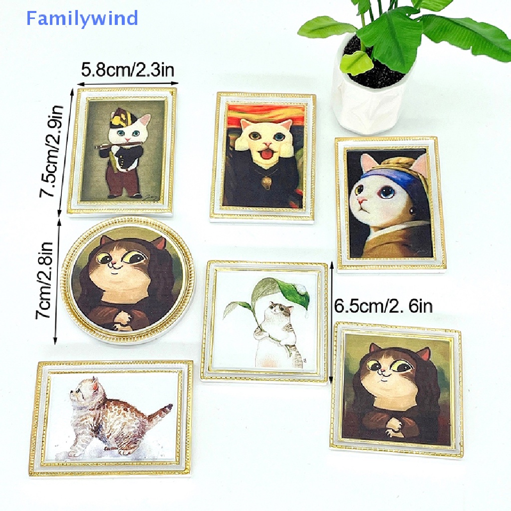 Sticker Dán Tường Họa Tiết Mèo Dễ Thương Bắt Mắt Cho Nhà Búp Bê 1: 12