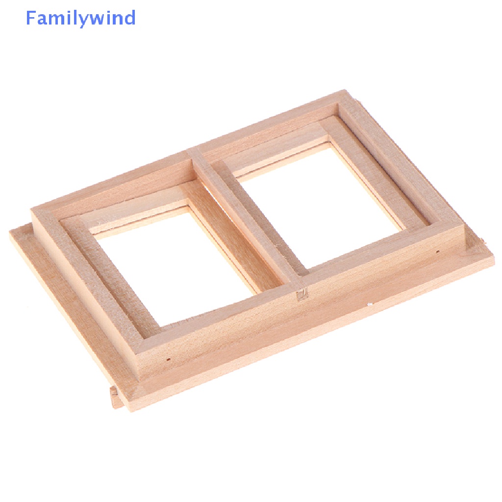 Bộ 2 Khung Cửa Sổ Bằng Gỗ Tỉ Lệ 1 / 12 Dùng Trang Trí Nhà Búp Bê