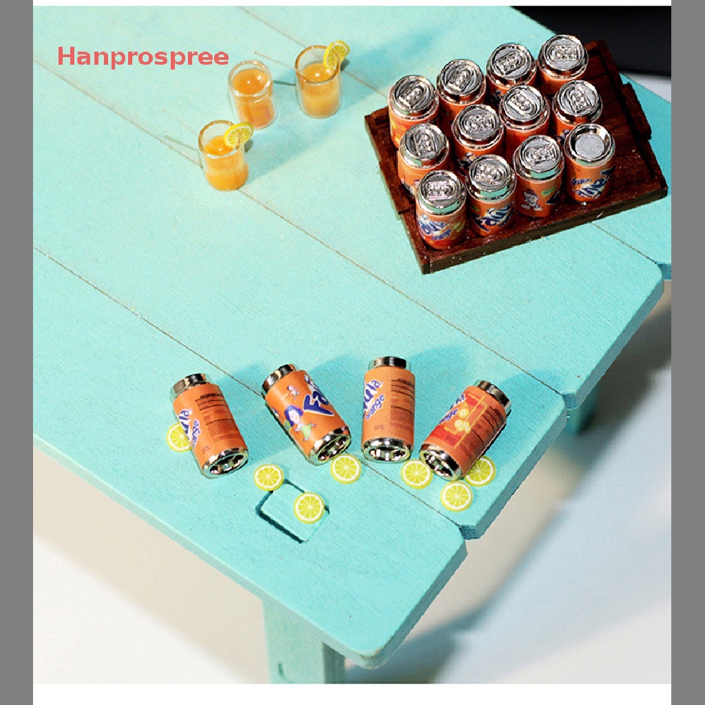 Set 6 Mô Hình Lon Nước Ép Mini Bằng Kim Loại Trang Trí Nhà Búp Bê