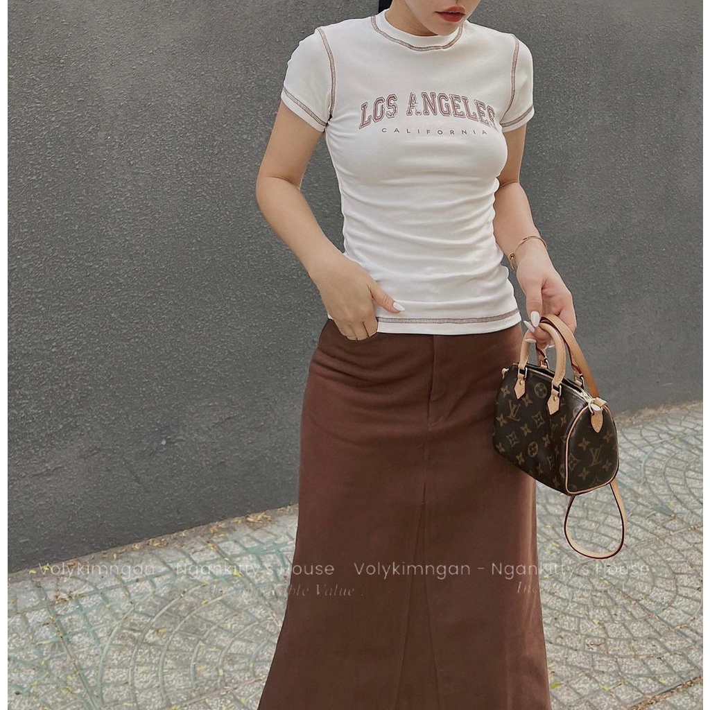 Chân váy kaki dài