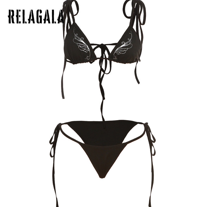Bộ Đồ Bơi Bikini Hai Dây Màu Trơn Thời Trang 2023 Cho Nữ