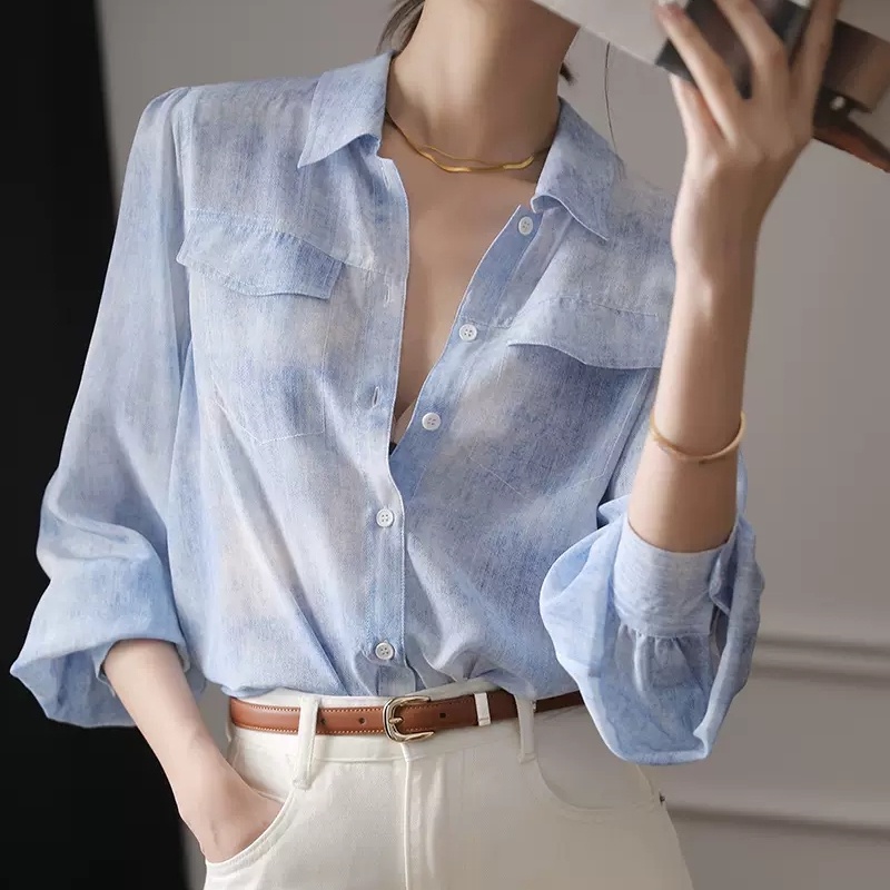 Áo Sơ Mi Lụa Mulberry Cao Cấp Tay Dài Dáng Rộng Mẫu Mới 2023 Phong Cách Xuân Hè Cá Tính Cho Nữ