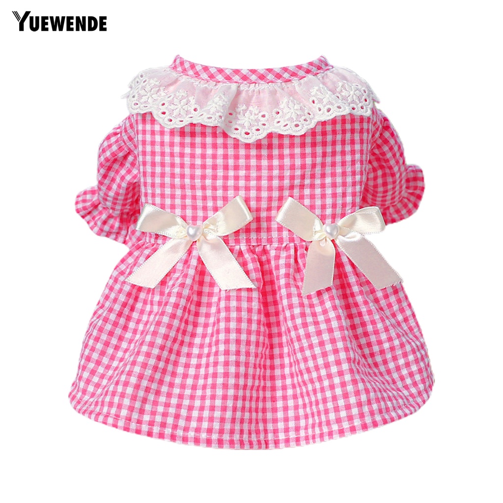 Yue.z Đầm Cổ Tròn Hai Lớp Họa Tiết Kẻ Sọc Đính Nơ Thời Trang Mùa Hè Bắt Mắt Dành Cho Thú Cưng