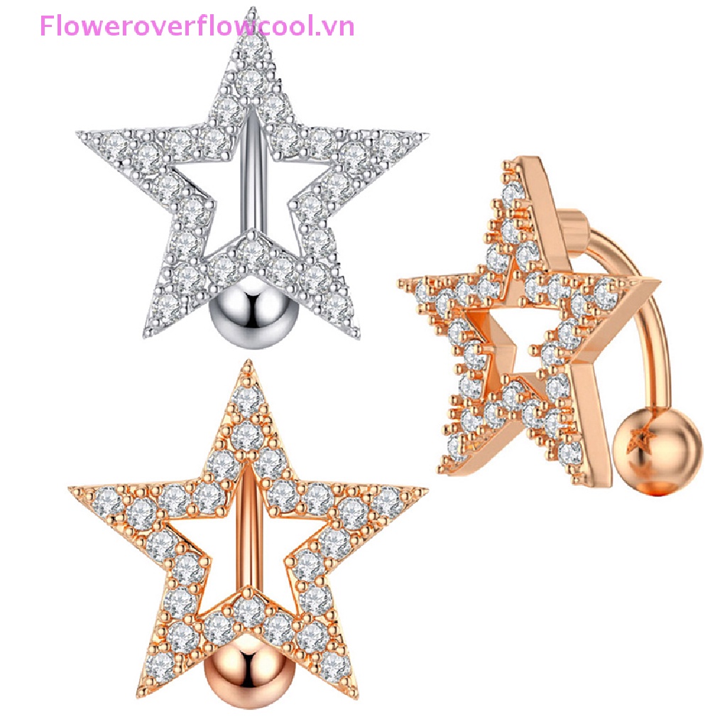 Khuyên Rốn Hình Cỏ Bốn Lá Đính Đá Pha Lê Gợi Cảm