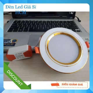 Đèn Led Âm Trần 3 chế độ 7W viền Bạc và viền Vàng đế đúc dày.