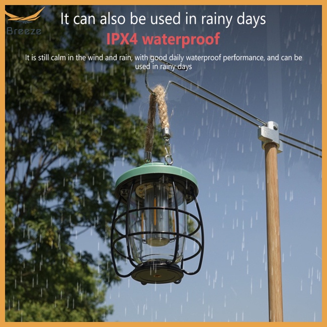 Đèn Cắm Trại Phong Cách Retro 2000mah Chống Thấm Nước Kèm Sạc Usb Tiện Dụng