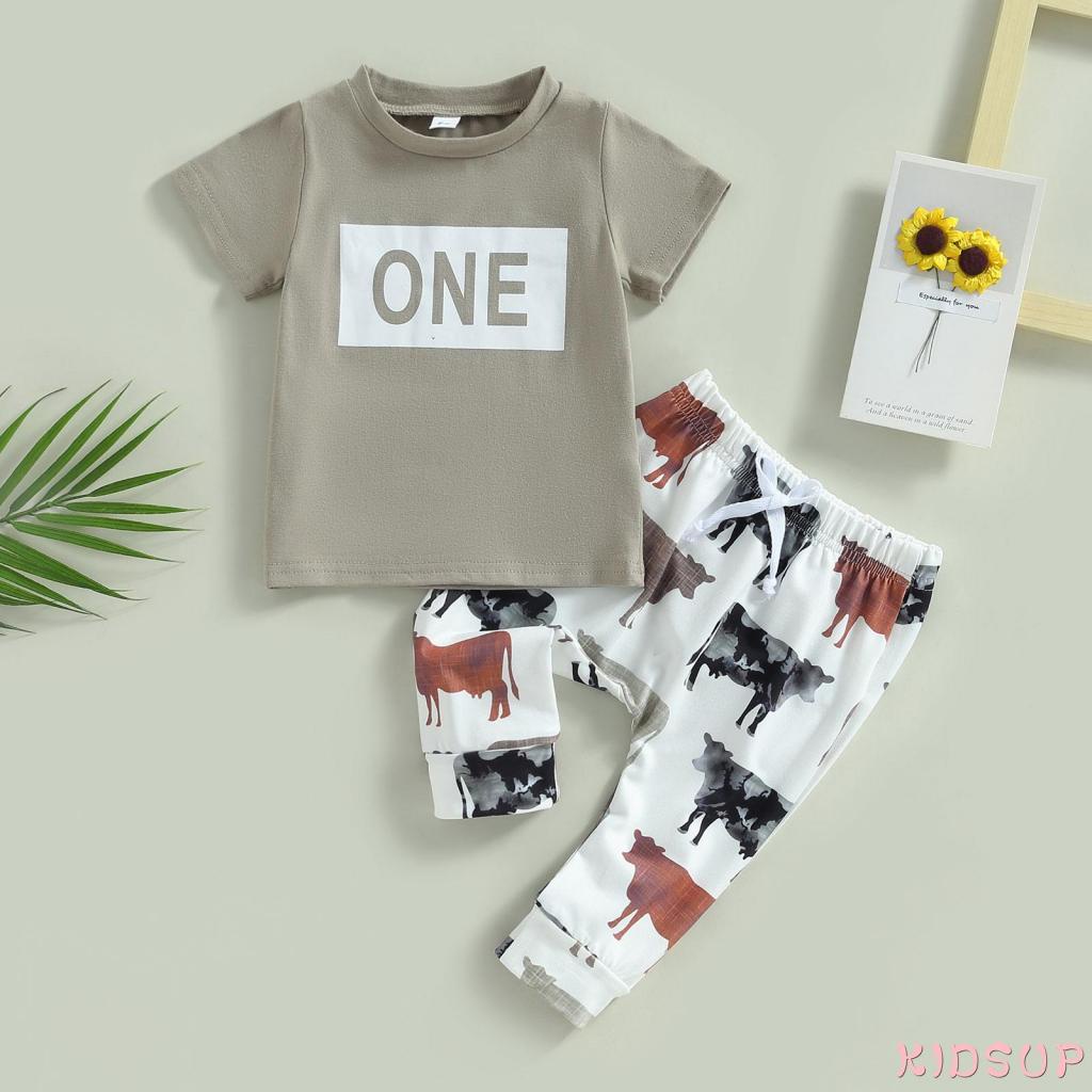 Set Áo Thun Tay Ngắn &amp; Quần Dài 1 Tấc Cho Bé Trai