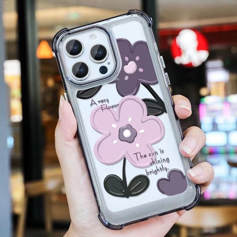 Ốp Điện Thoại TPU Mềm Trong Suốt Họa Tiết Hoa Độc Đáo Chống Sốc Cho IPhone 11 14 13 12 Pro XS Max X XR 7 + 8 6 6S Plus Sự Bảo Vệ