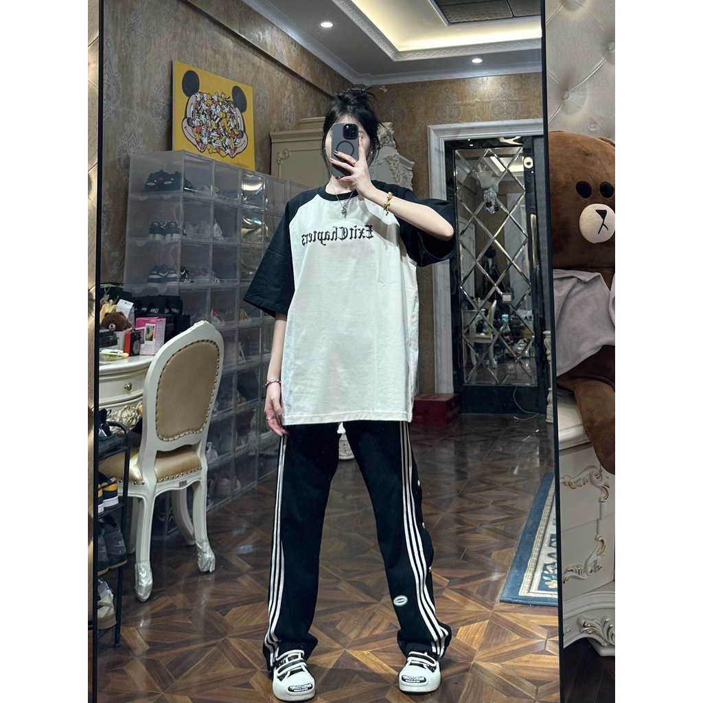 Áo Thun Cotton Tay Ngắn Dáng Rộng In Họa Tiết Độc Đáo Phong Cách Hàn Quốc Thời Trang Cho Nữ