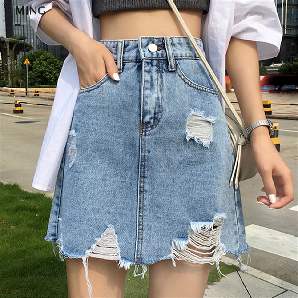 Chân Váy Jean Rách Mini Ôm Dáng Mẫu Mới 2023 Thời Trang Xuân Hè Cho Nữ
