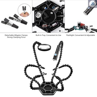 Helping Hands Soldering Third Hand PCB Tool with 6 Flexable Arms Light Rotatable Clips and Stable Desk Clamp Base for Soldering Assembly Repair Modeling DIY Black