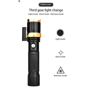 Đèn pin mạnh đèn pin sạc đèn pin laser thu phóng siêu sáng có thể sạc lại usb đèn led chiếu sáng ngoài trời la bàn mini đèn pin nhỏ