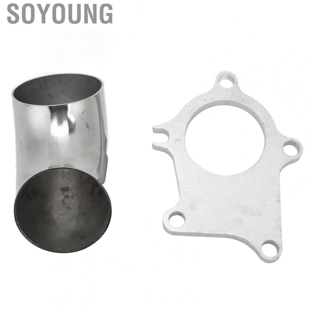 Soyoung Turbo Downpipe Adapter Flange  Impact Resistant Engine Strong Air Intake High Strength Power with 2.5in 90° Elbow for T4