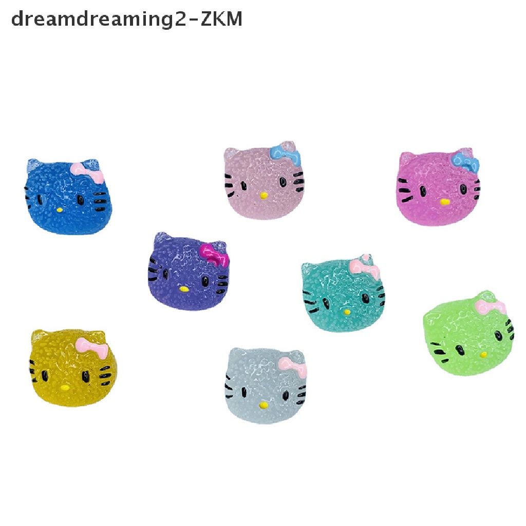 [Dreaming] Set 2 Mặt Dây Chuyền Resin Mini Hình Mèo Hoạt Hình Màu Dạ Quang Trang Trí Điện Thoại DIY [zkm]