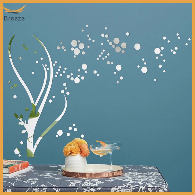 Miếng Dán Tường Bằng Acrylic Tráng Gương Hình Chấm Bi Phản Quang Độc Đáo Trang Trí Nhà Cửa