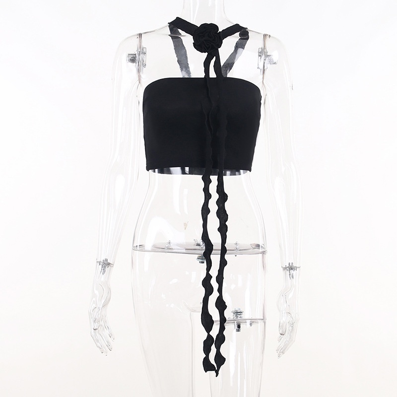 DUNEA Áo Croptop Hai Dây In Hoa Quyến Rũ Cho Nữ