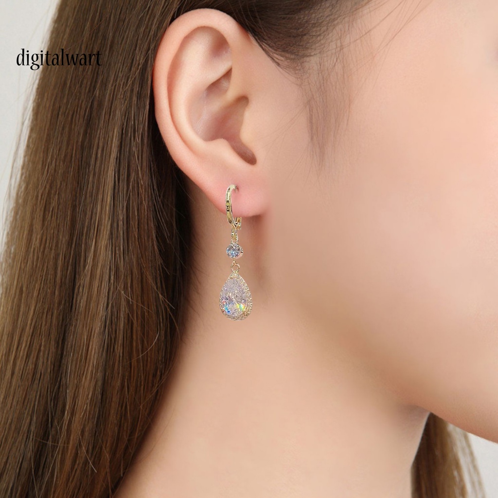 Kỹ Thuật Số| 1 Đôi Bông Tai Hình Giọt Nước Đính Đá Lấp Lánh Không Gây Dị Ứng Thời Trang Cho Nữ