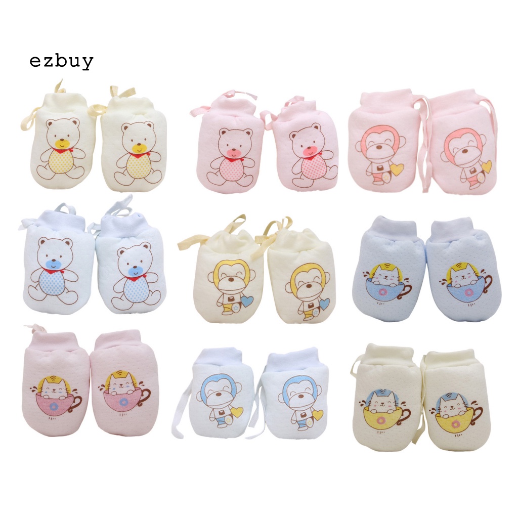 1 Đôi Găng Tay Thiết Kế Dây Rút Bảo Vệ Mặt Giữ Ấm Chống Trầy Xước Có Thể Điều Chỉnh Cho Bé