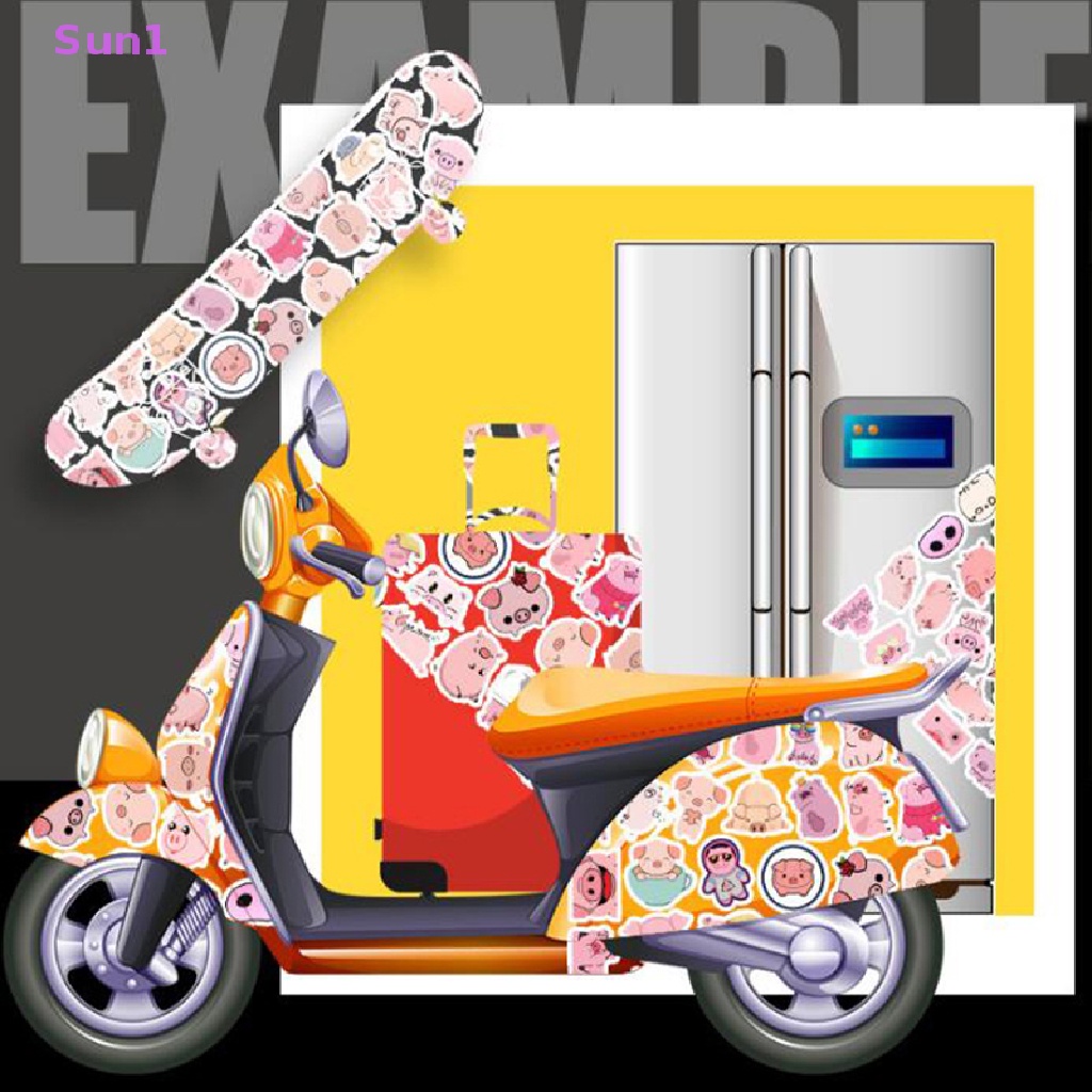 Set 50 Miếng Dán Hình Chú Heo Dễ Thương Chống Nước Trang Trí Thủ Công Cho Trẻ Em DIY