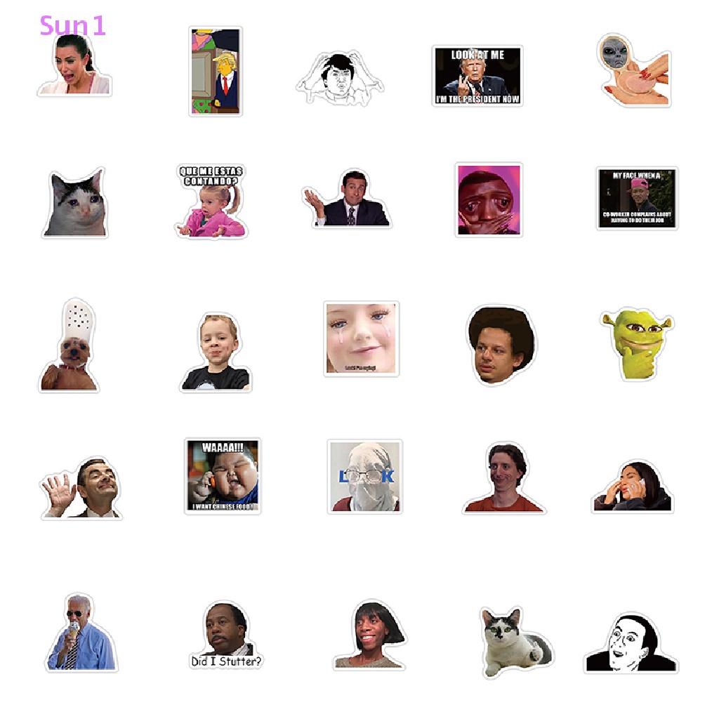 Set 50 Miếng Dán Hình Biểu Tượng Cảm Xúc Thời Trang Trang Trí Ván Trượt