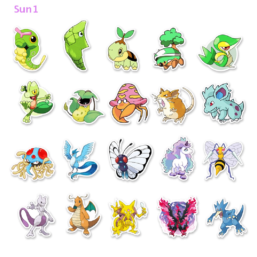 Bộ 50 Sticker Hoạt Hình Pokemon Chống Thấm Nước Xinh Xắn