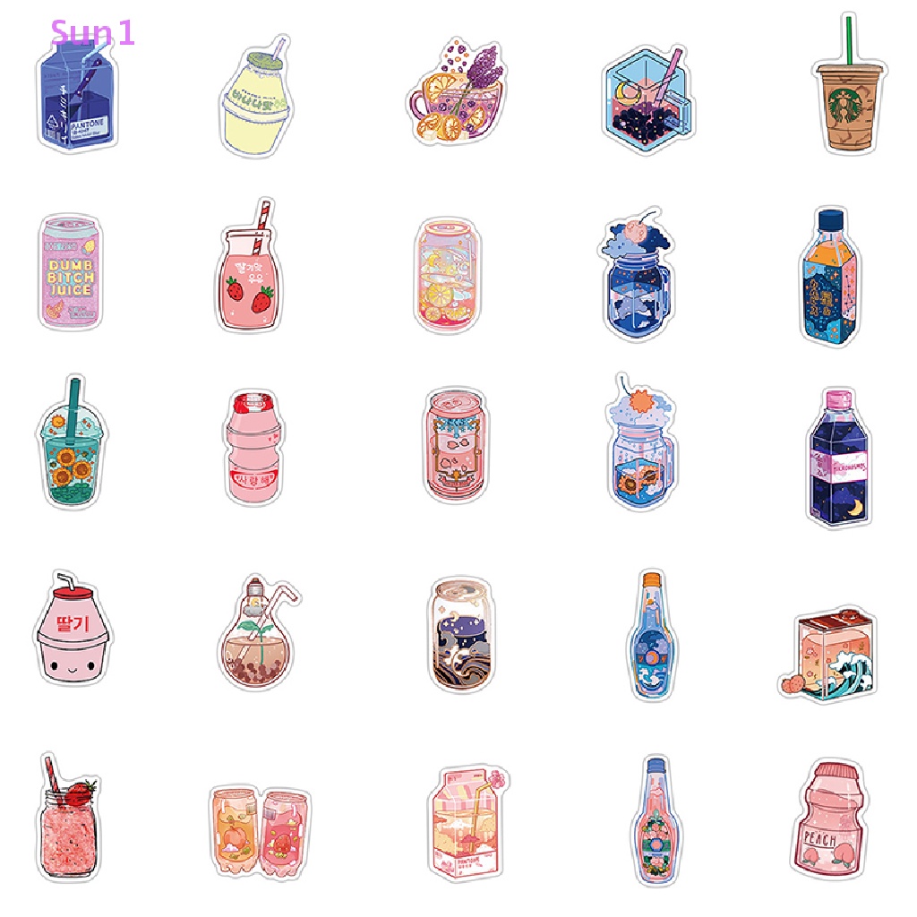 Sun1 > 50 Nhãn Dán PVC Hình Đồ Uống Mùa Hè Đáng Yêu Có Mùi Hương Hoạt Hình