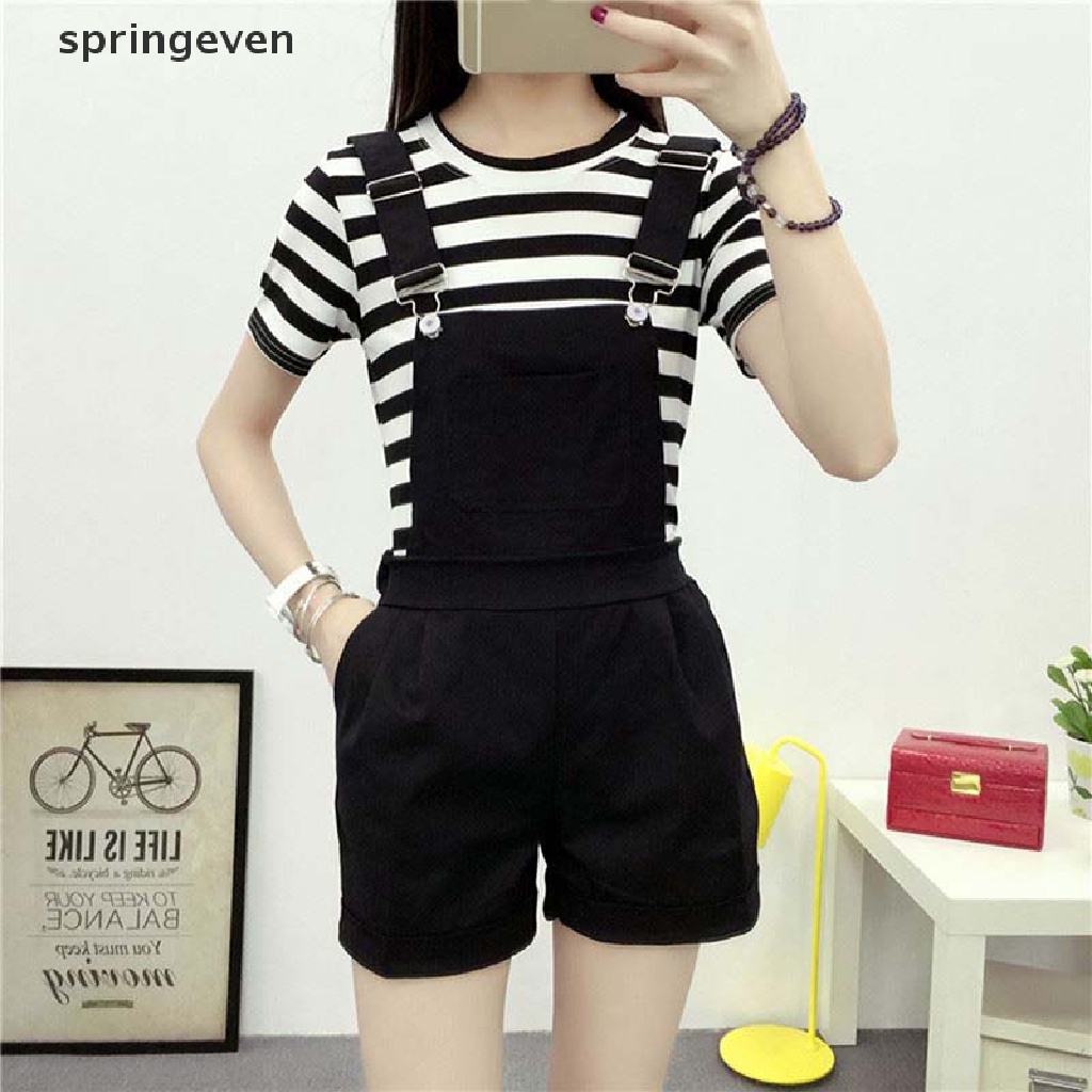 Quần Yếm Denim Ngắn Dáng Rộng Thời Trang Cho Nữ