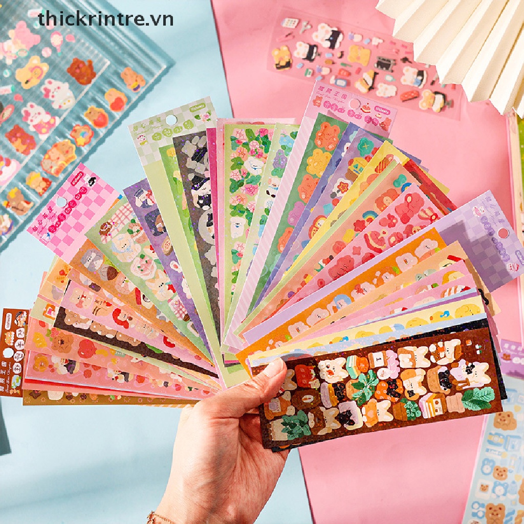 Bộ 10 Tấm Sticker In Hình Hoa Phong Cách Hàn Quốc Dùng Để Trang Trí Sổ Tay