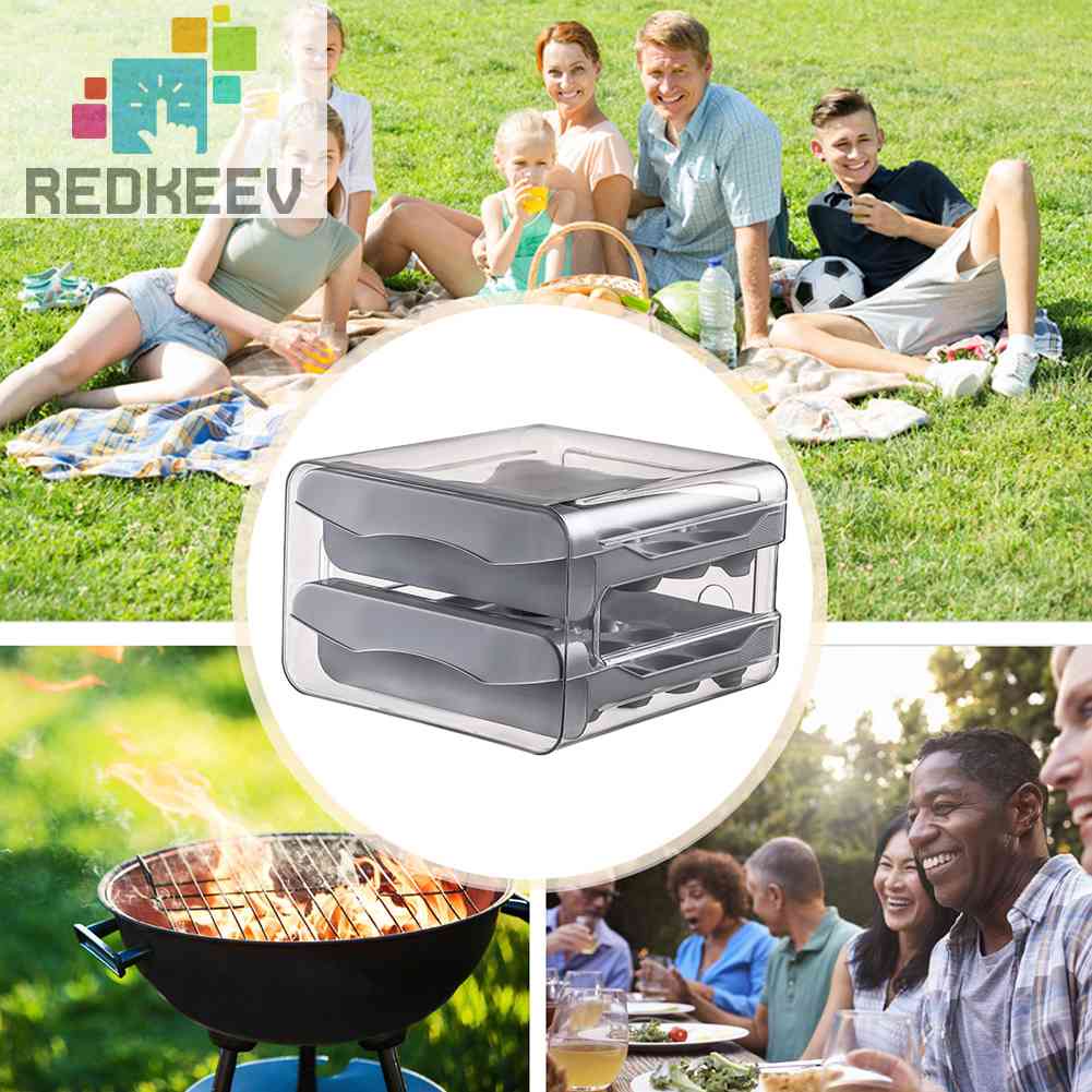 Khay Đựng Trứng Hai Tầng Dạng Ngăn Kéo Tiện Lợi Dành Cho Nhà Bếp