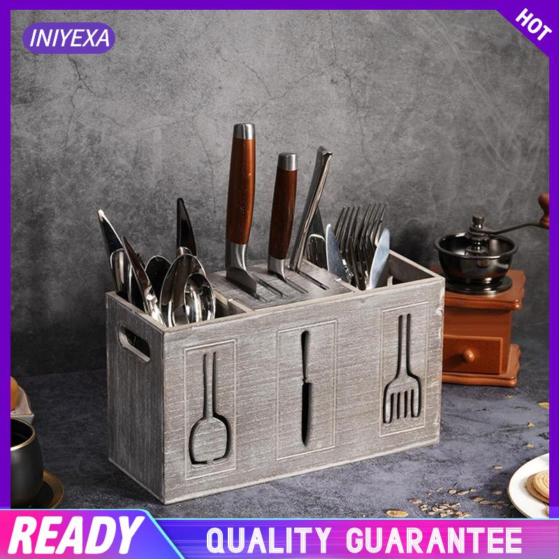 Giá Đỡ Đũa Muỗng Bằng Gỗ Màu Bạc Tiện Dụng Cho Nhà Hàng / Bàn Ăn