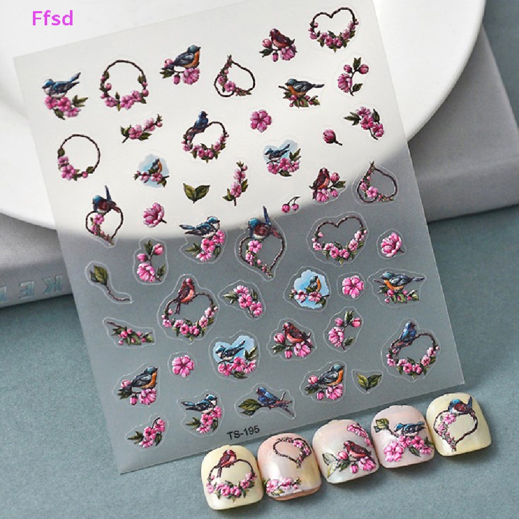 Miếng Dán Trang Trí Móng Tay 5D Hình Hoa Trái Tim Cho Nữ