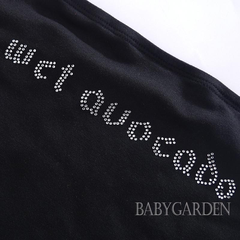 Áo Croptop Trễ Vai Không Dây Co Giãn In Chữ Đính Đá Thời Trang Mùa Hè Cho Nữ