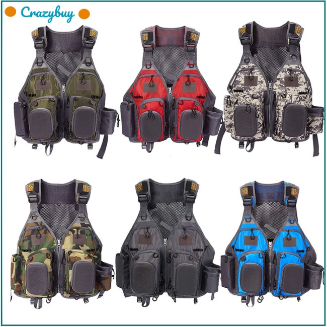 Cr Áo Khoác Câu Cá Không Tay Bằng Vải Oxford Nhiều Túi Thoáng Khí Dành Cho Nam