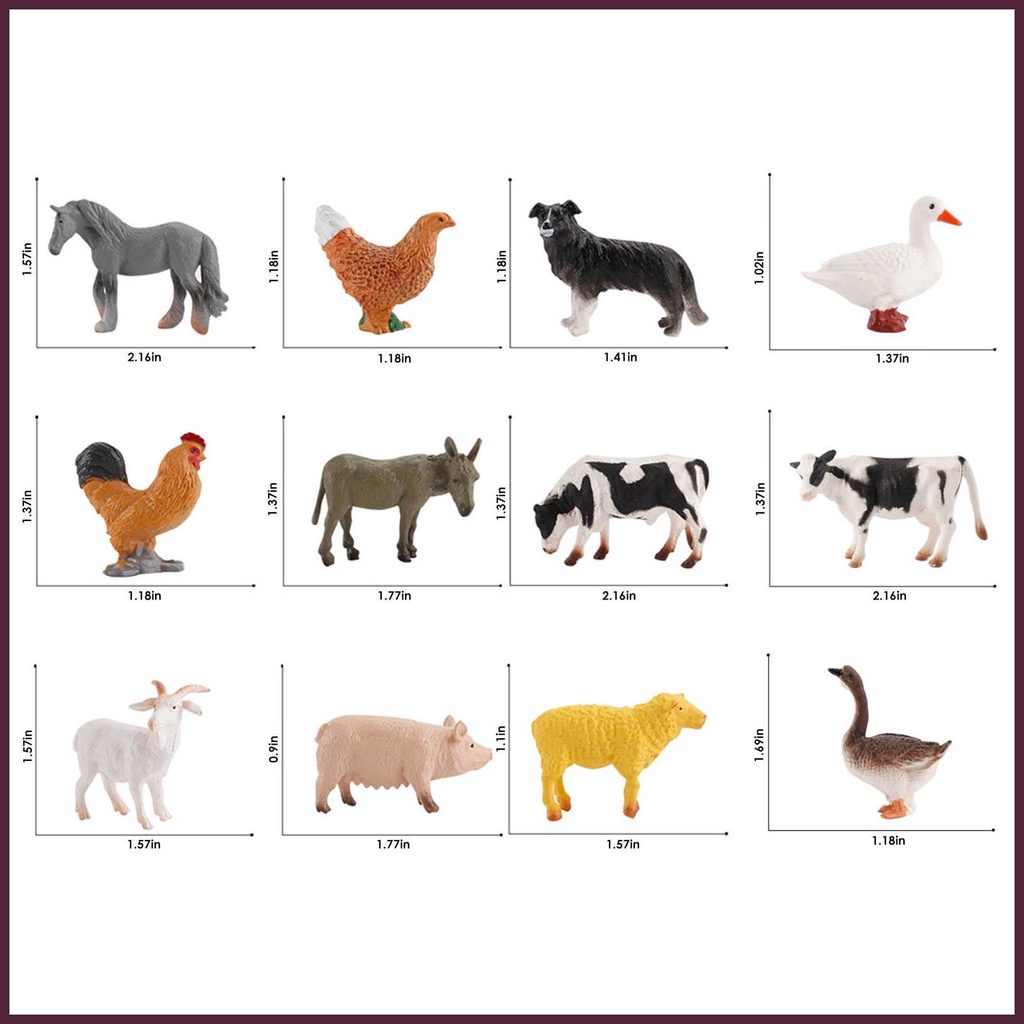 Bộ 12 Mô Hình Động Vật Nông Trại Sống Động Dùng Trang Trí