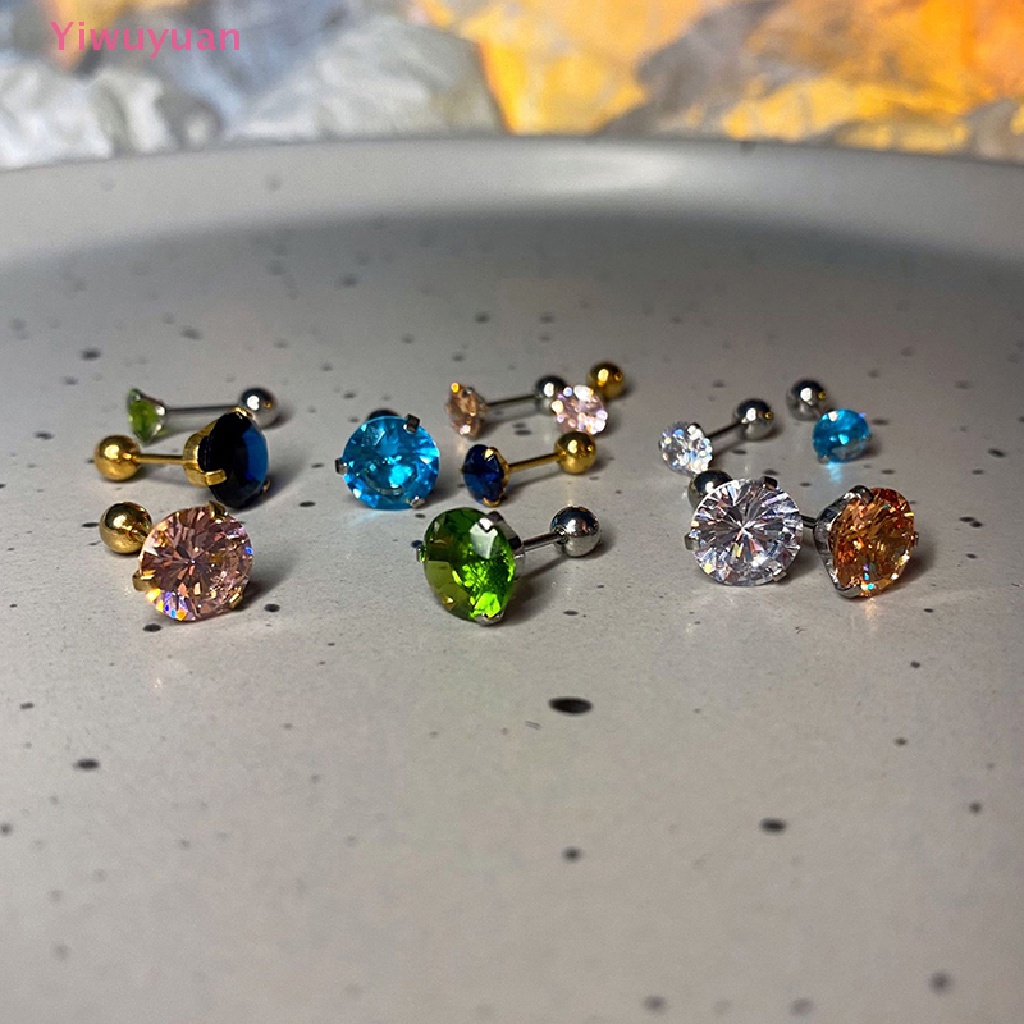 1 Khuyên Tai Nữ Đính Đá Zircon 5 / 8mm Thời Trang Mới