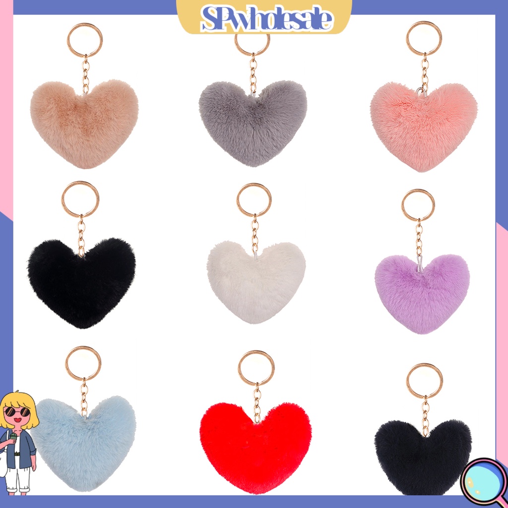 <SPwholesale> Móc Khóa Trái Tim Nhồi Bông Nhiều Màu Sắc