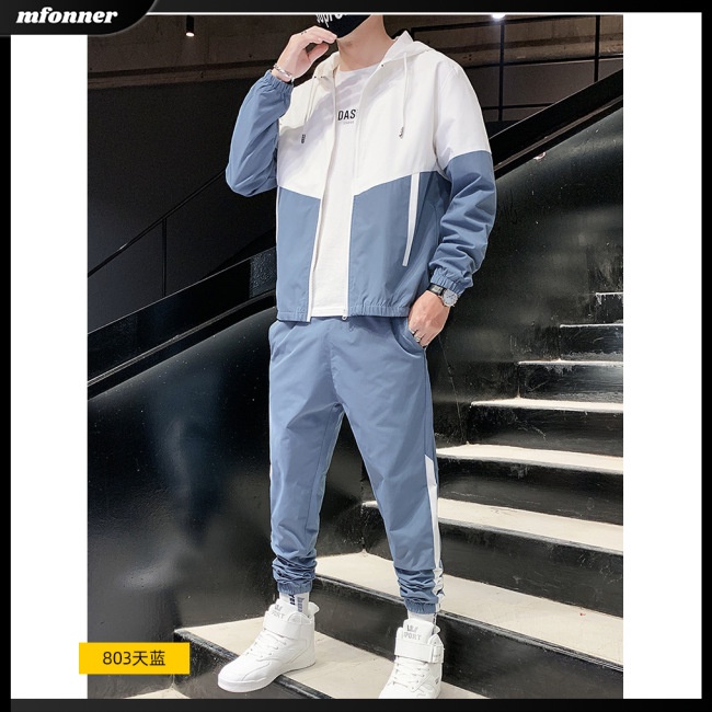 Set Đồ Thể Thao 2 Món Áo Hoodie Tay Dài Dáng Rộng Phối Quần Dài Thời Trang Năng Động Cho Nam