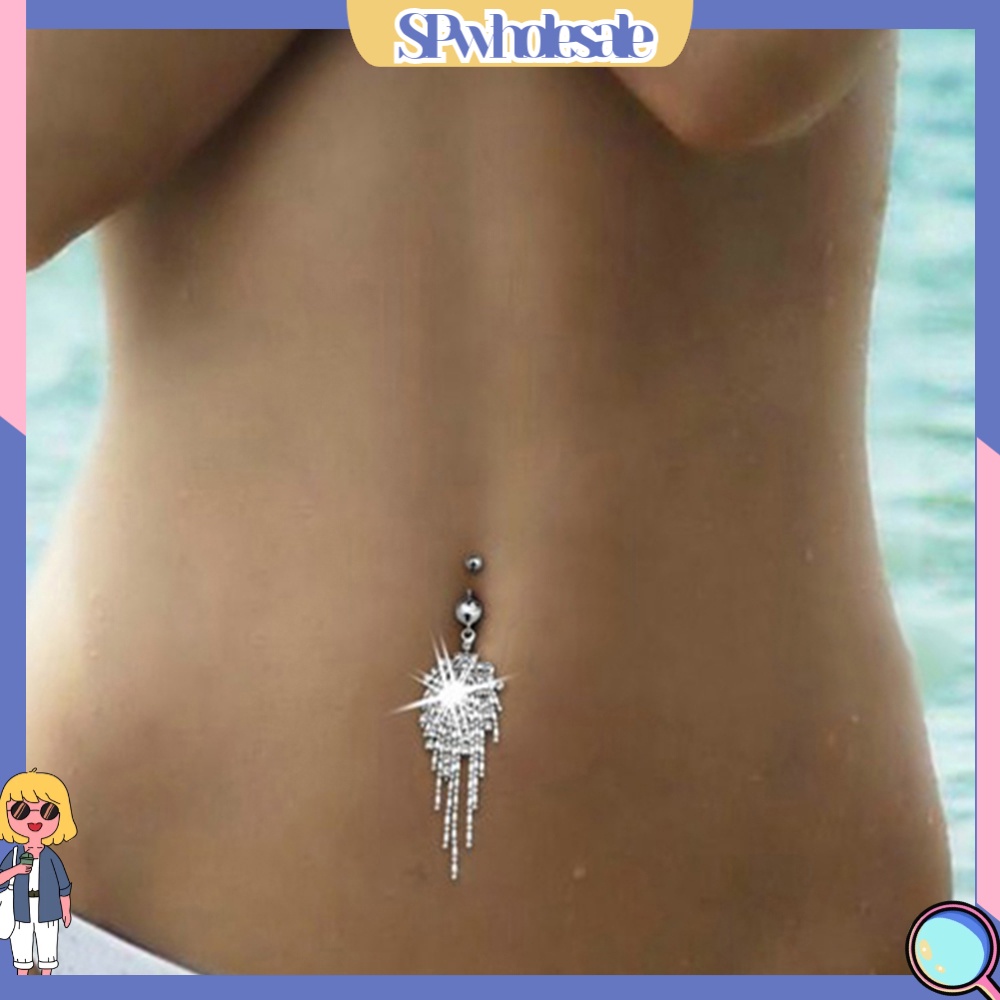 <SPwholesale> Khuyên Rốn Dáng Dài Tua Rua Đính Đá Sang Trọng